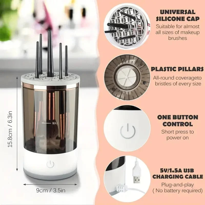 USB Plug Portable Electric Makeup Brush Cleaner with Rubber Makeup Machine Electric USB Quick Cleaner Cleaning Brush