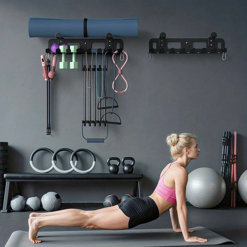 Home Gym Organizer Rack for Yoga Mats & Resistance Bands