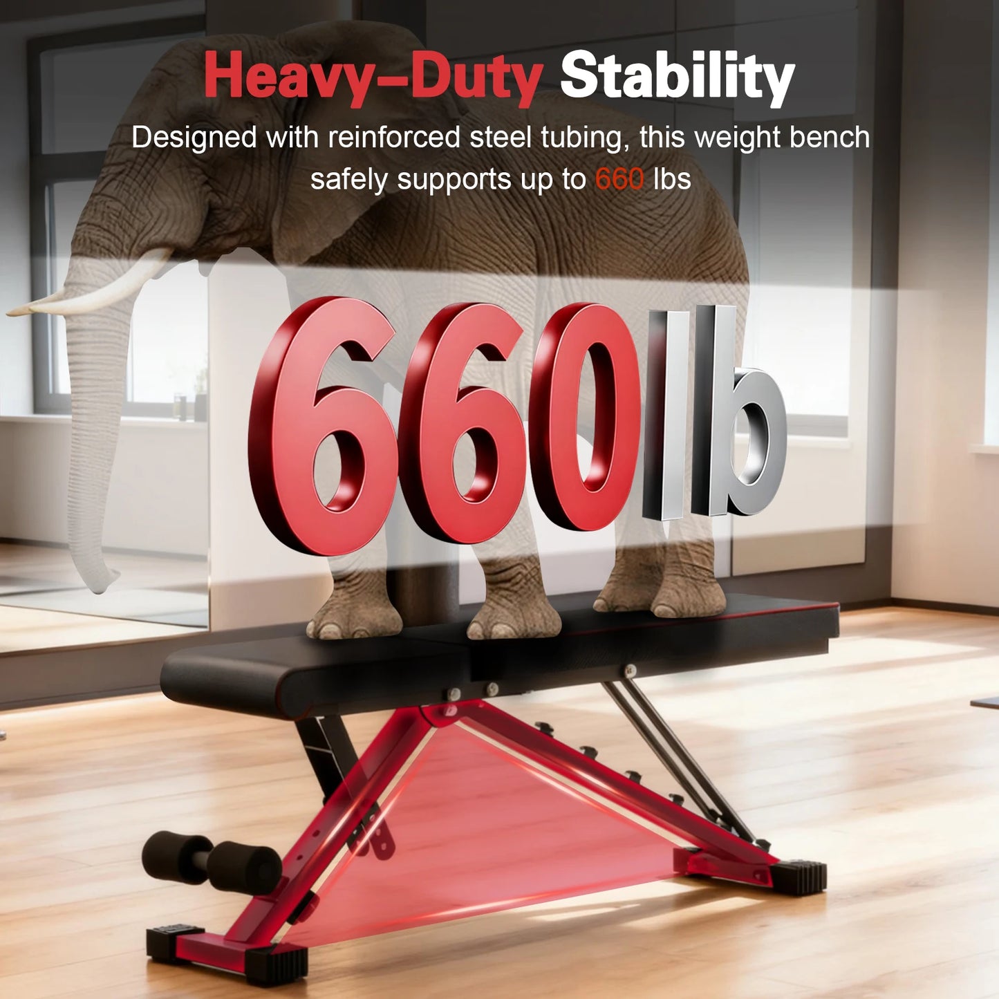 Adjustable Foldable Weight Bench – 660LBS Capacity, 72 Workout Angles for Home Gym
