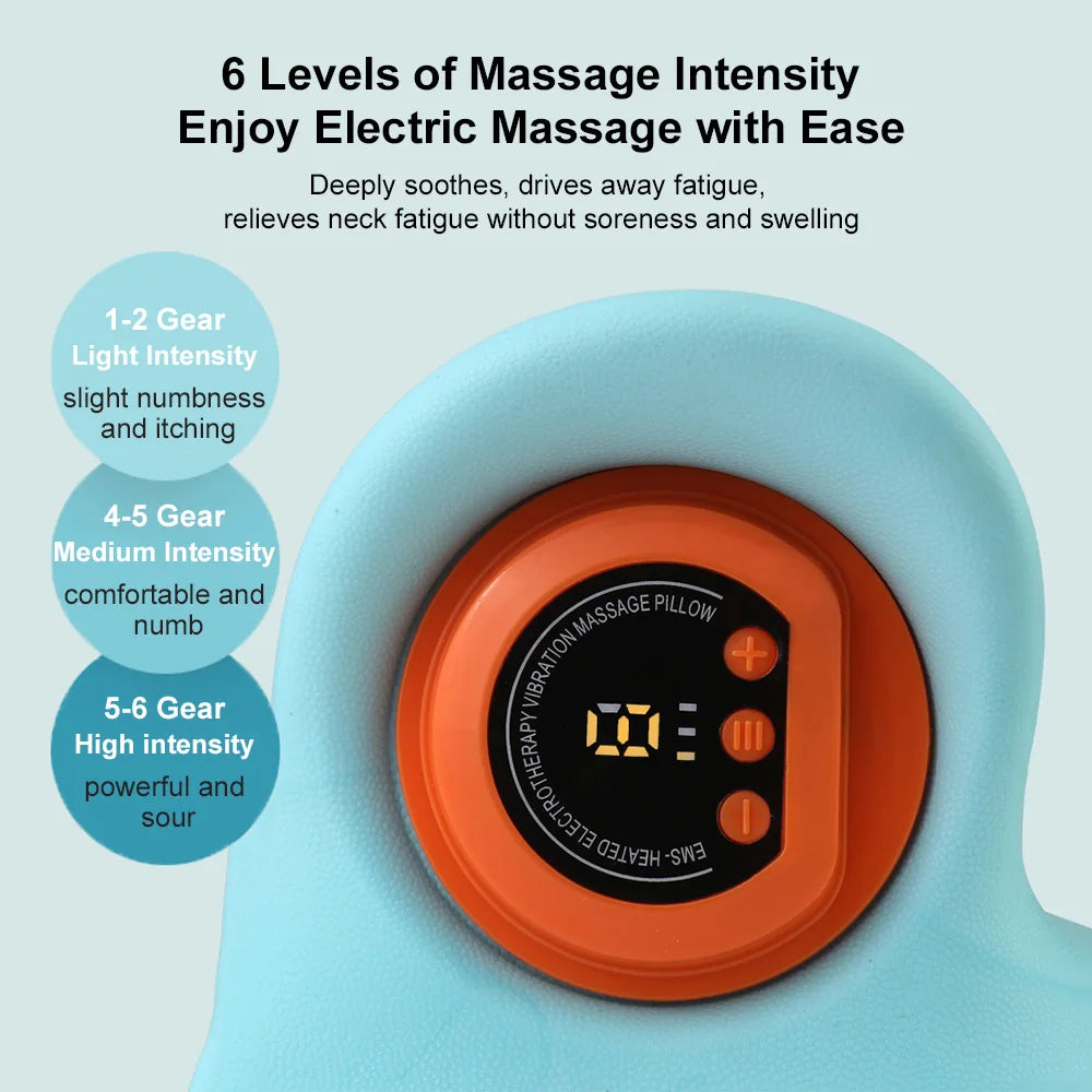 EMS Cervical Neck Massager & Traction Pillow with Heat