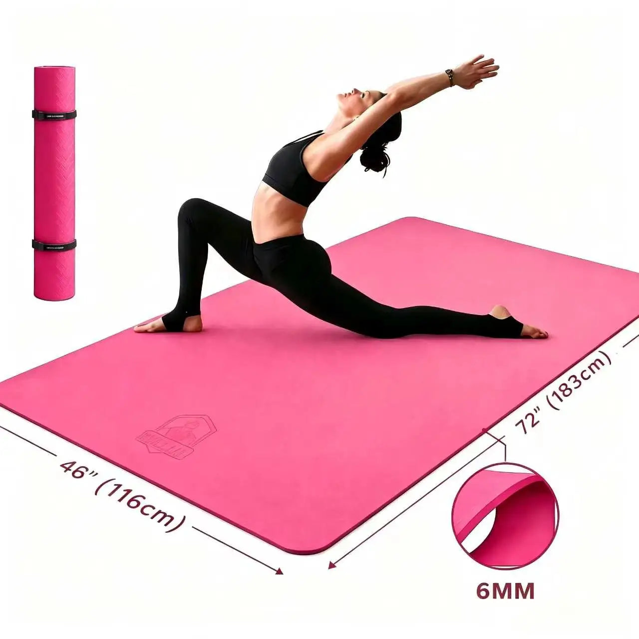 HAPBEAR Extra Large Yoga Mat – 6mm/8mm Thick, Non-Slip TPE, Wide Exercise Mat for Yoga, Pilates & Home Gym