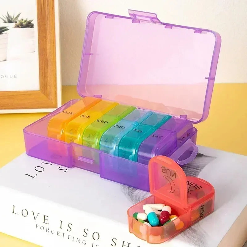 Pill Box 7 days Organizer 21 grids 3 Times One Day Portable Travel with Large Compartments for Vitamins Medicine Fish Oils Supplements