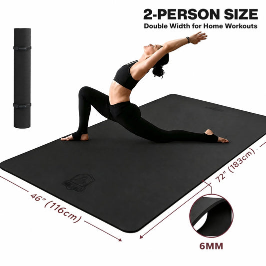 HAPBEAR Extra Large Yoga Mat – 6mm/8mm Thick, Non-Slip TPE, Wide Exercise Mat for Yoga, Pilates & Home Gym