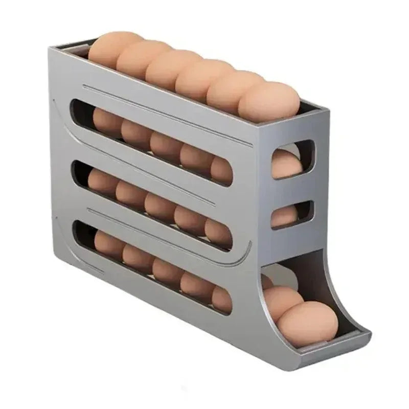 4-Layer Automatic Rolling Egg Dispenser – Fridge Organizer Rack