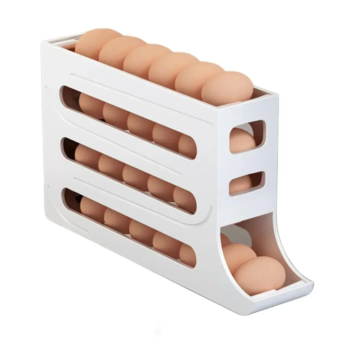 4-Layer Automatic Rolling Egg Dispenser – Fridge Organizer Rack