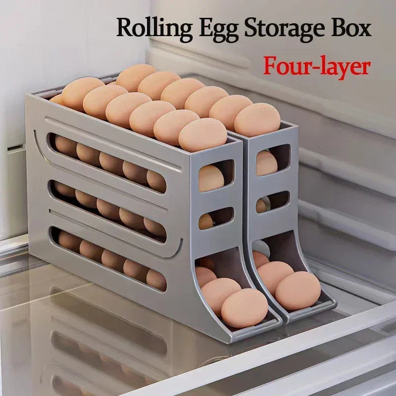 4-Layer Automatic Rolling Egg Dispenser – Fridge Organizer Rack