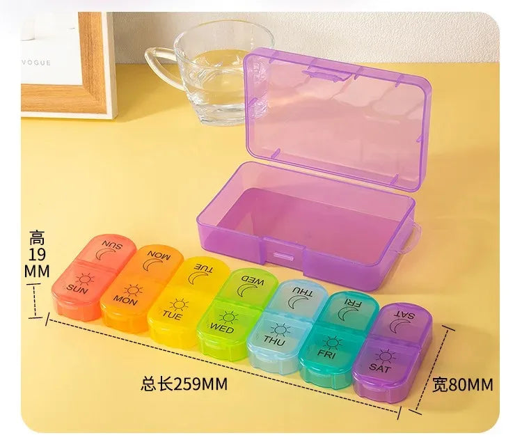 Pill Box 7 days Organizer 21 grids 3 Times One Day Portable Travel with Large Compartments for Vitamins Medicine Fish Oils Supplements