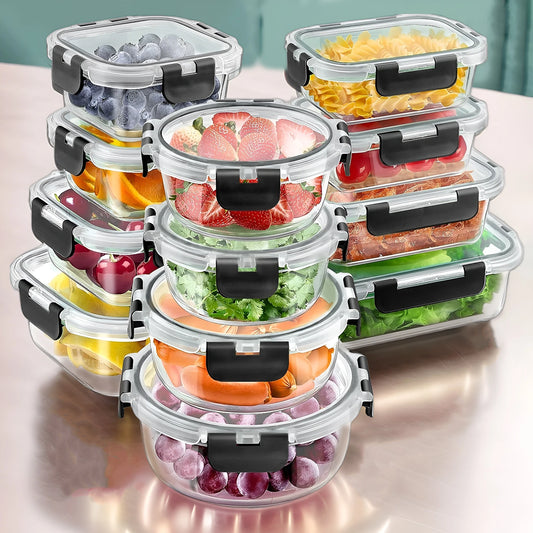 12-Piece Glass Meal Prep Containers – Airtight, BPA-Free, Microwave & Dishwasher Safe