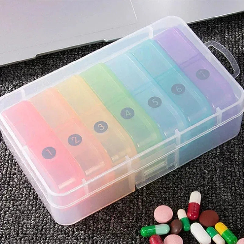 Pill Box 7 days Organizer 21 grids 3 Times One Day Portable Travel with Large Compartments for Vitamins Medicine Fish Oils Supplements