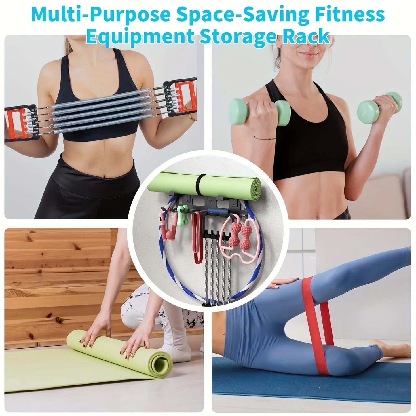 Home Gym Organizer Rack for Yoga Mats & Resistance Bands