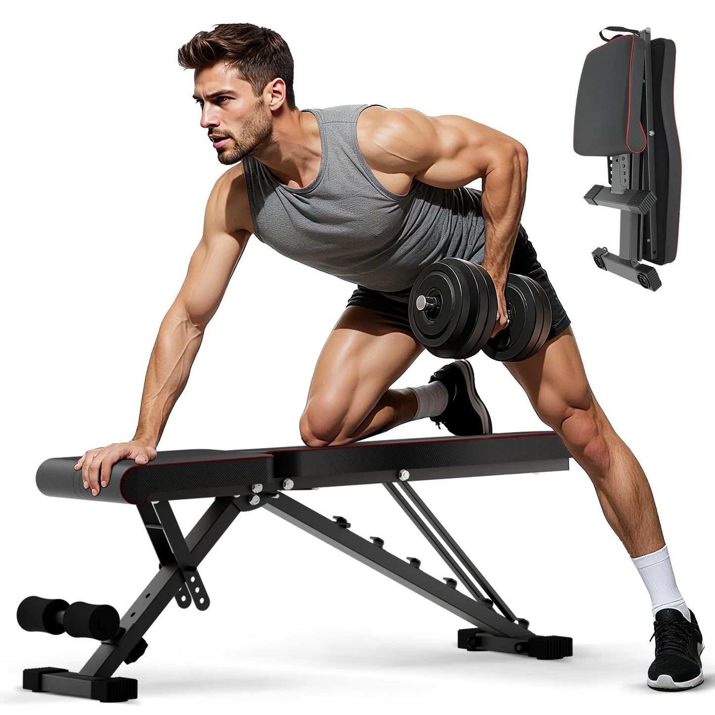 Adjustable Foldable Weight Bench – 660LBS Capacity, 72 Workout Angles for Home Gym