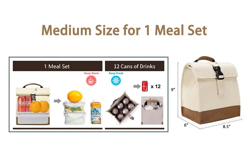 Women's Insulated Lunch Bag — Leakproof Foldable Tote