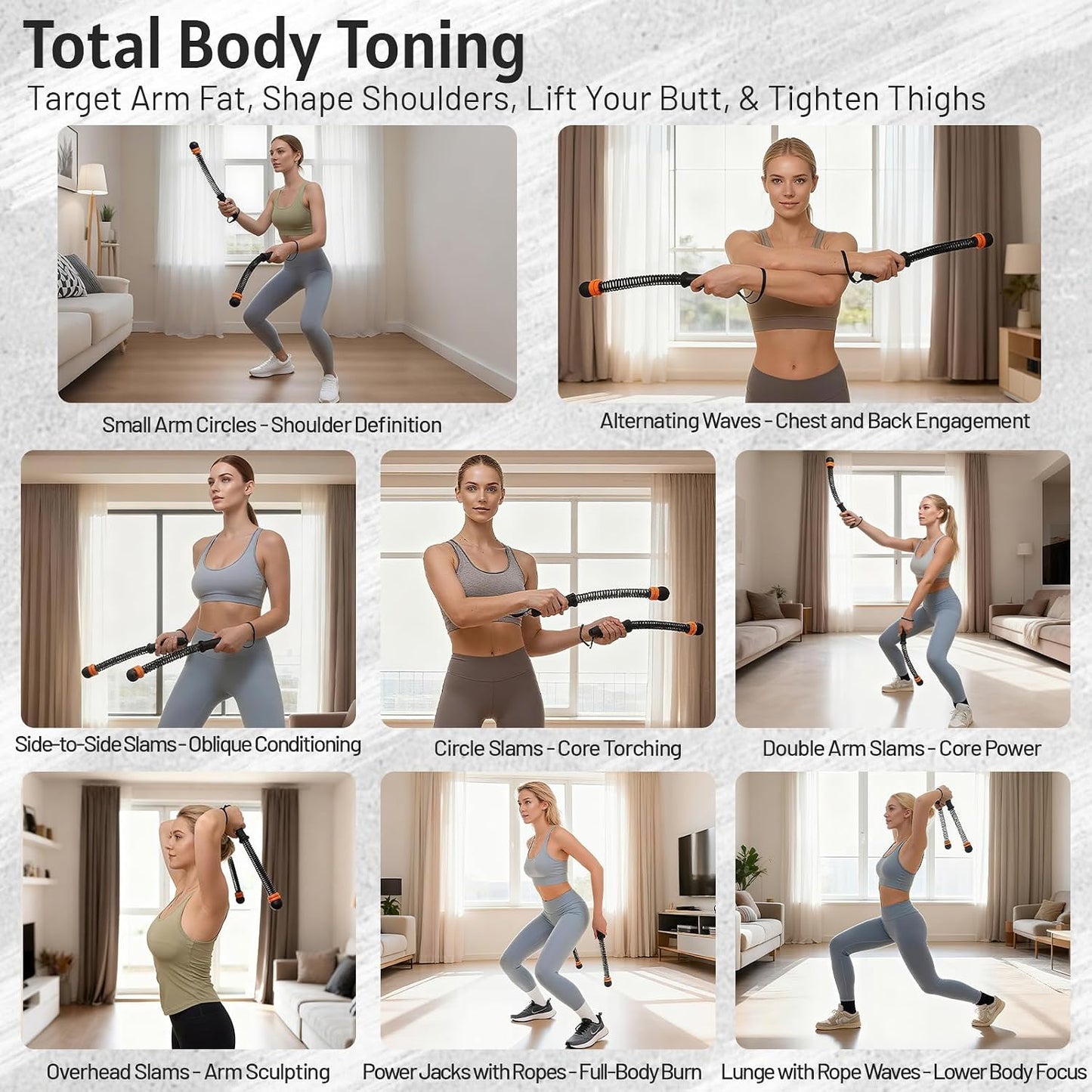 Ropeless Battle Ropes – Adjustable Resistance Cordless Training Ropes for Home HIIT Workouts
